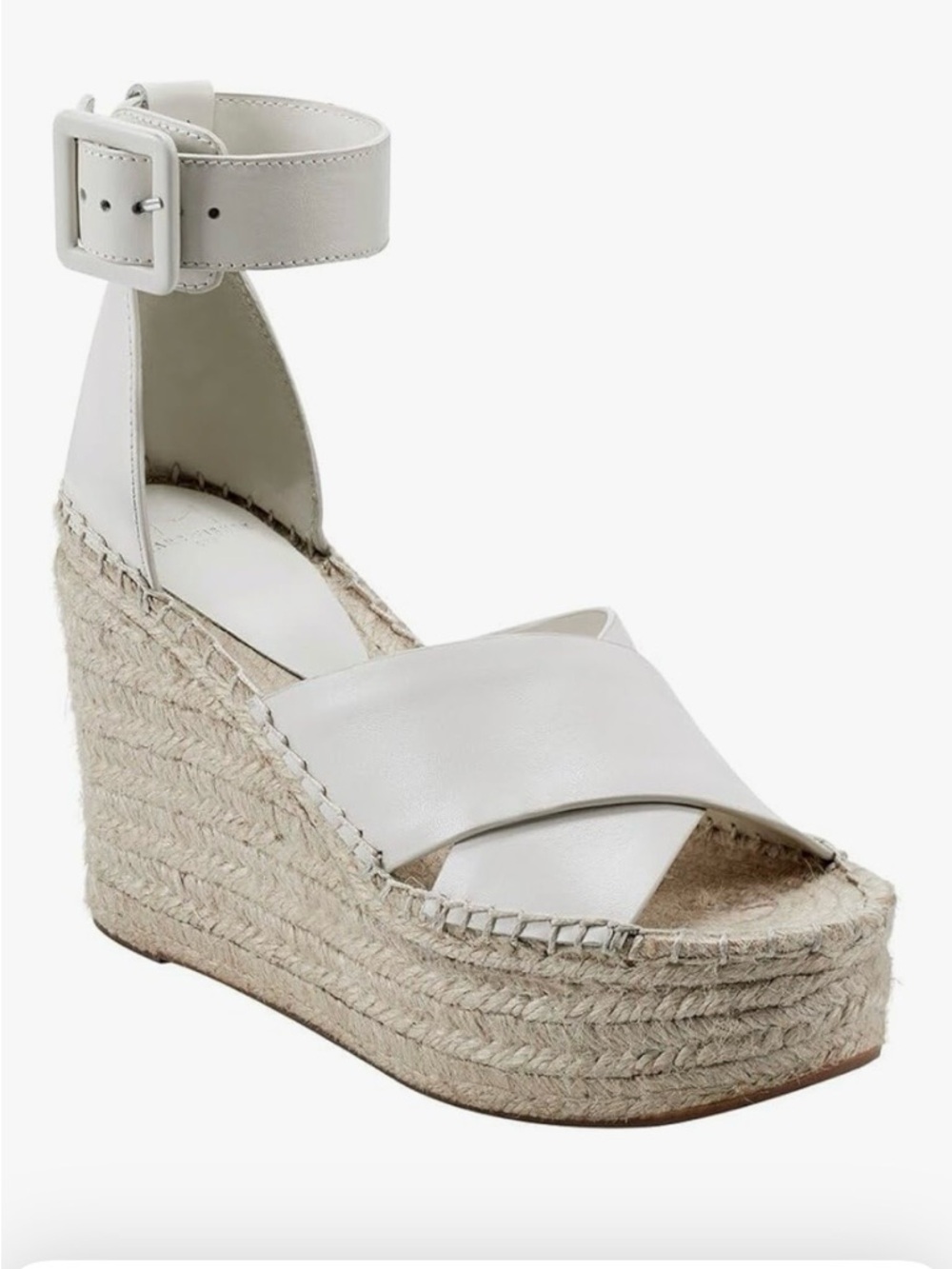 Marc Fisher White Espadrille Wedge Sandals with Ankle Strap